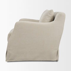 Ellington Cream Slipcovered Slope Arm Swivel Accent Chair - Ornate Home