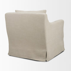 Ellington Cream Slipcovered Slope Arm Swivel Accent Chair - Ornate Home