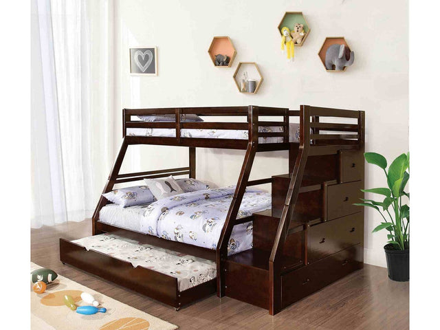 Ellington Espresso Twin/Full Bunk Bed w/ Trundle - Ornate Home
