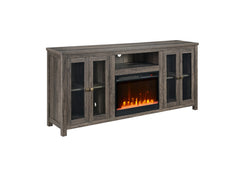 Ellington Gray Walnut 70"W Fireplace TV Stand - Ornate Home
