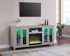 Ellington Light Gray 70"W Fireplace TV Stand - Ornate Home