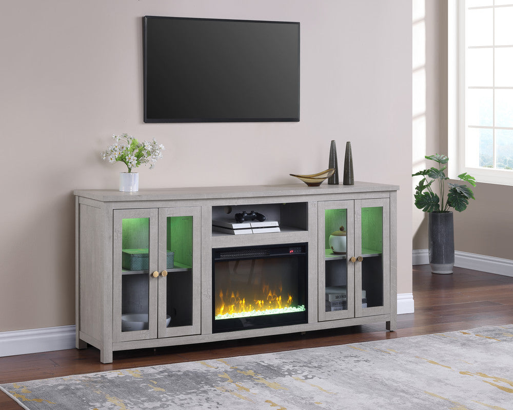 Ellington Light Gray 70"W Fireplace TV Stand - Ornate Home