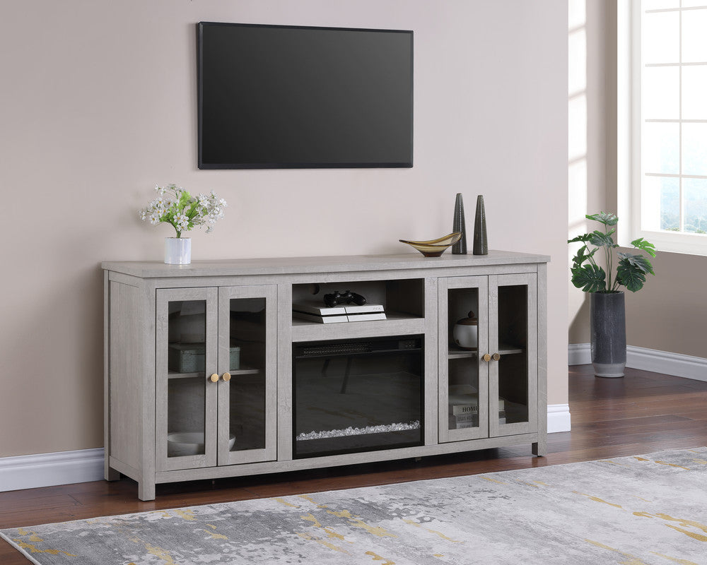 Ellington Light Gray 70"W Fireplace TV Stand - Ornate Home