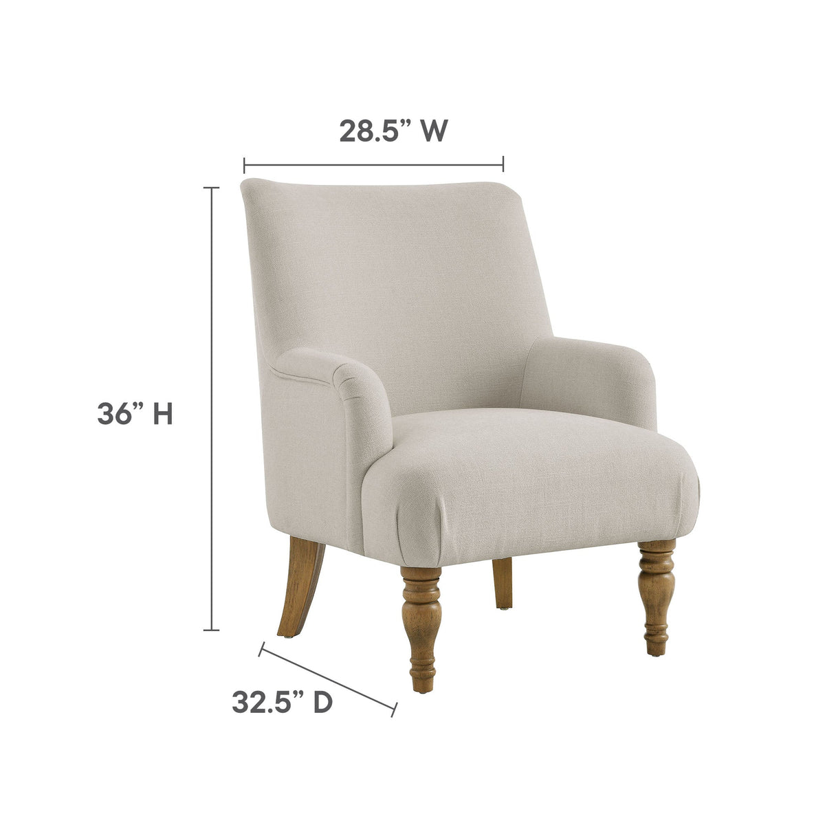 Ellington Salt Fabric Upholstered Accent Armchair - Ornate Home