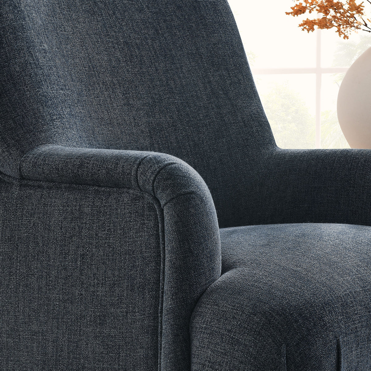 Ellington Slate Blue Fabric Upholstered Accent Armchair - Ornate Home
