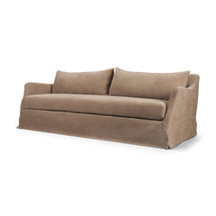 Ellington Stonewashed Latte Slipcovered Slope Arm Sofa - Ornate Home