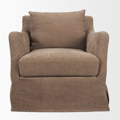 Ellington Stonewashed Latte Slipcovered Slope Arm Swivel Accent Chair - Ornate Home