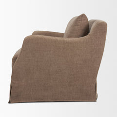 Ellington Stonewashed Latte Slipcovered Slope Arm Swivel Accent Chair - Ornate Home