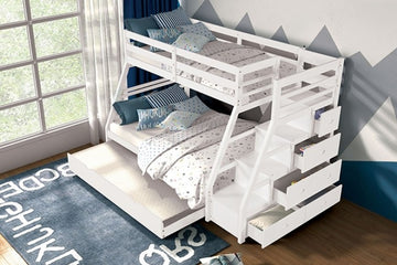 Ellington White Twin/Full Bunk Bed - Ornate Home