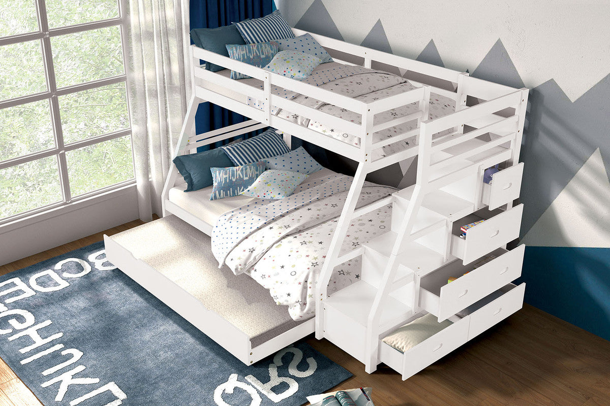 Ellington White Twin/Full Bunk Bed w/ Trundle - Ornate Home