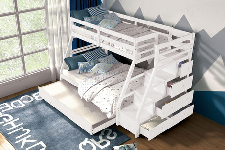 Ellington White Twin/Full Bunk Bed w/ Trundle - Ornate Home