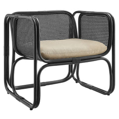 Ellis Black Natural Rattan Accent Armchair - Ornate Home