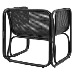 Ellis Black Natural Rattan Accent Armchair - Ornate Home