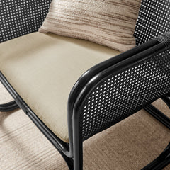 Ellis Black Natural Rattan Accent Armchair - Ornate Home