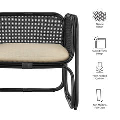 Ellis Black Natural Rattan Accent Armchair - Ornate Home