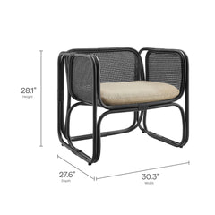 Ellis Black Natural Rattan Accent Armchair - Ornate Home