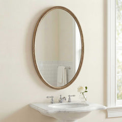 Ellis Brass Beaded Oval Mirror - Ornate Home