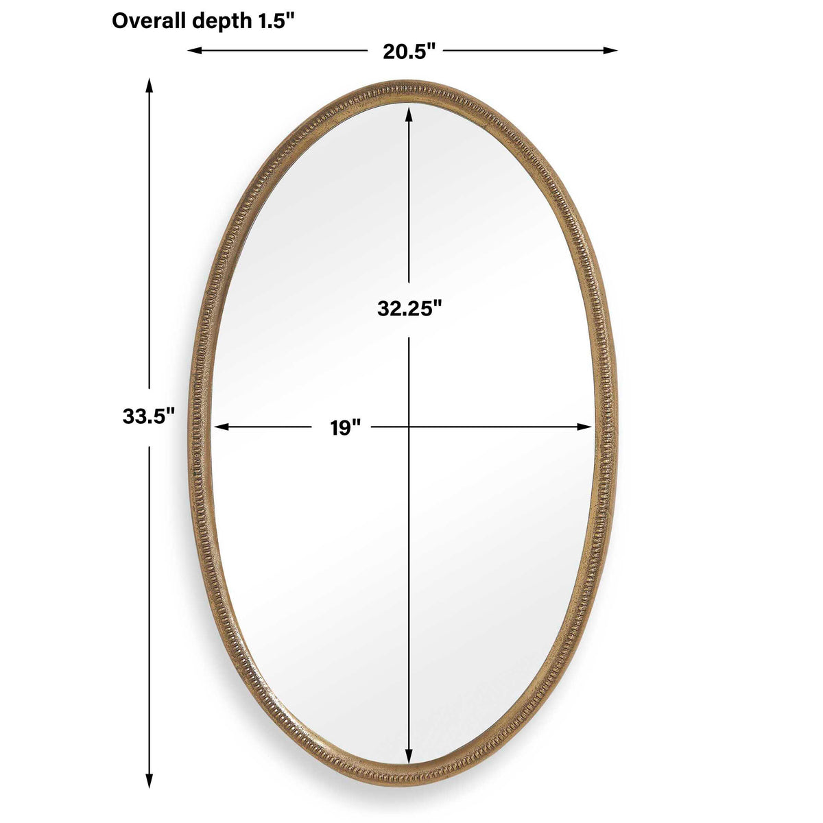 Ellis Brass Beaded Oval Mirror - Ornate Home