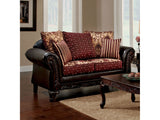 Ellis Burgundy/Brown/Dark Cherry Loveseat - Ornate Home