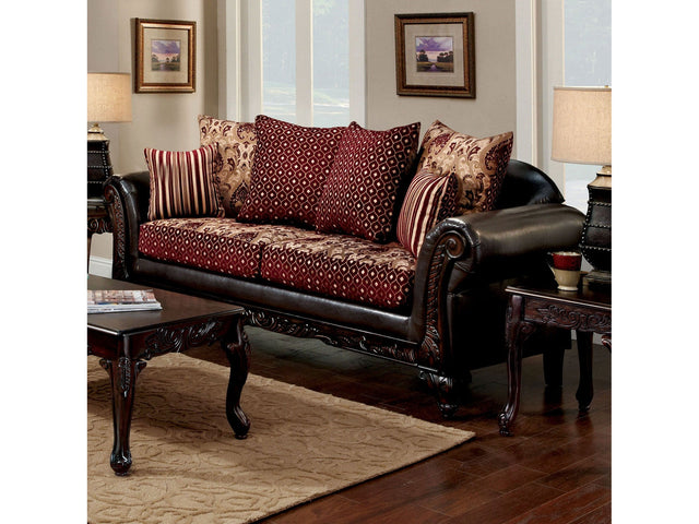 Ellis Burgundy/Brown/Dark Cherry Sofa - Ornate Home