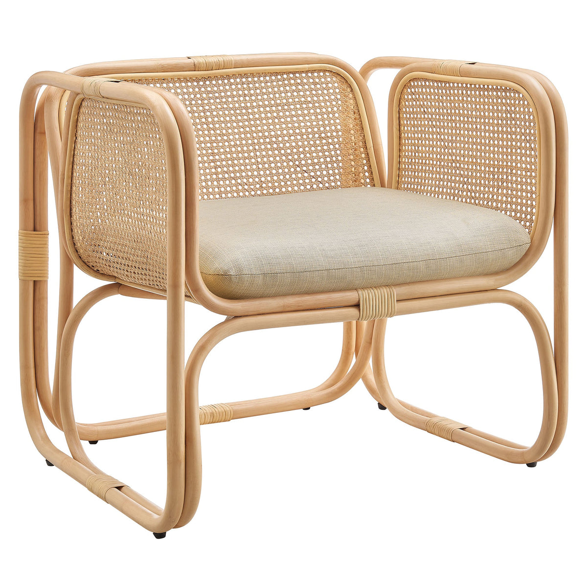 Ellis Natural Rattan Accent Armchair - Ornate Home