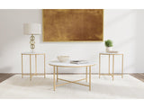 Ellison White 3-piece Round Marble Coffee and End Table Set - Ornate Home