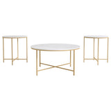 Ellison White 3-piece Round Marble Coffee and End Table Set - Ornate Home