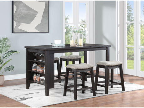 Elliston Dark Grey 5-piece Counter Height Dining Room Set - Ornate Home