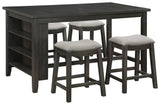 Elliston Dark Grey 5-piece Counter Height Dining Room Set - Ornate Home