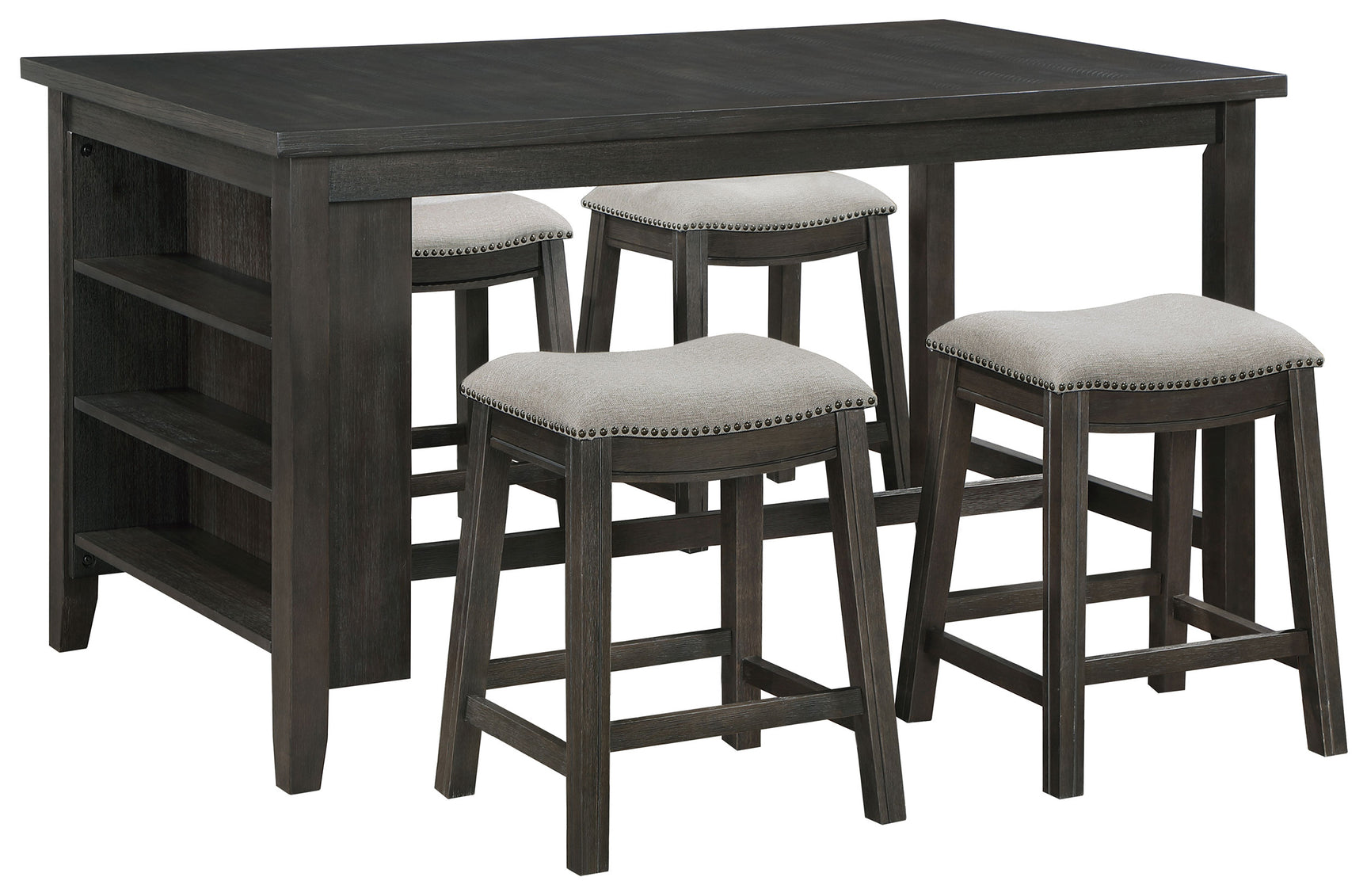 Elliston Dark Grey 5-piece Counter Height Dining Room Set - Ornate Home