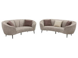 Ellorie Beige Channel Back Curved 2-piece Sofa Set - Ornate Home