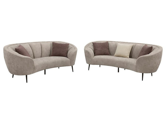 Ellorie Beige Channel Back Curved 2-piece Sofa Set - Ornate Home