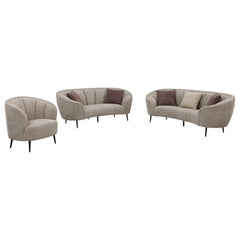 Ellorie Beige Channel Back Curved Sofa - Ornate Home
