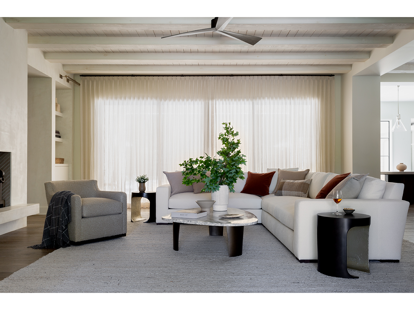 Ellwood Calacatta Marble/Antique Brass Cocktail Table - Ornate Home