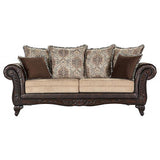 Elmbrook Brown 3-piece Upholstered Rolled Arm Sofa Set - Ornate Home