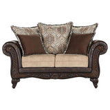 Elmbrook Brown 3-piece Upholstered Rolled Arm Sofa Set - Ornate Home