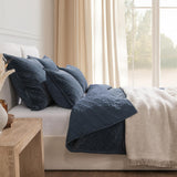 Elms Crisp Blue Velvet Quilt Collection - Ornate Home
