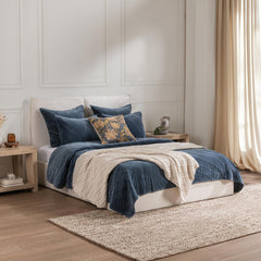 Elms Crisp Blue Velvet Quilt Collection - Ornate Home