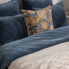 Elms Crisp Blue Velvet Quilt Collection - Ornate Home