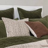 Elms Loden Green Velvet Quilt Collection - Ornate Home