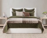 Elms Loden Green Velvet Quilt Collection - Ornate Home