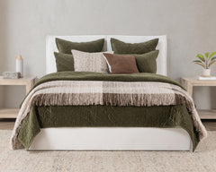 Elms Loden Green Velvet Quilt Collection - Ornate Home