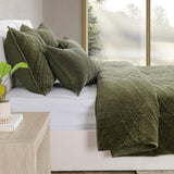 Elms Loden Green Velvet Quilt Collection - Ornate Home