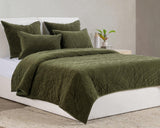 Elms Loden Green Velvet Quilt Collection - Ornate Home