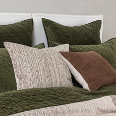 Elms Loden Green Velvet Quilt Collection - Ornate Home