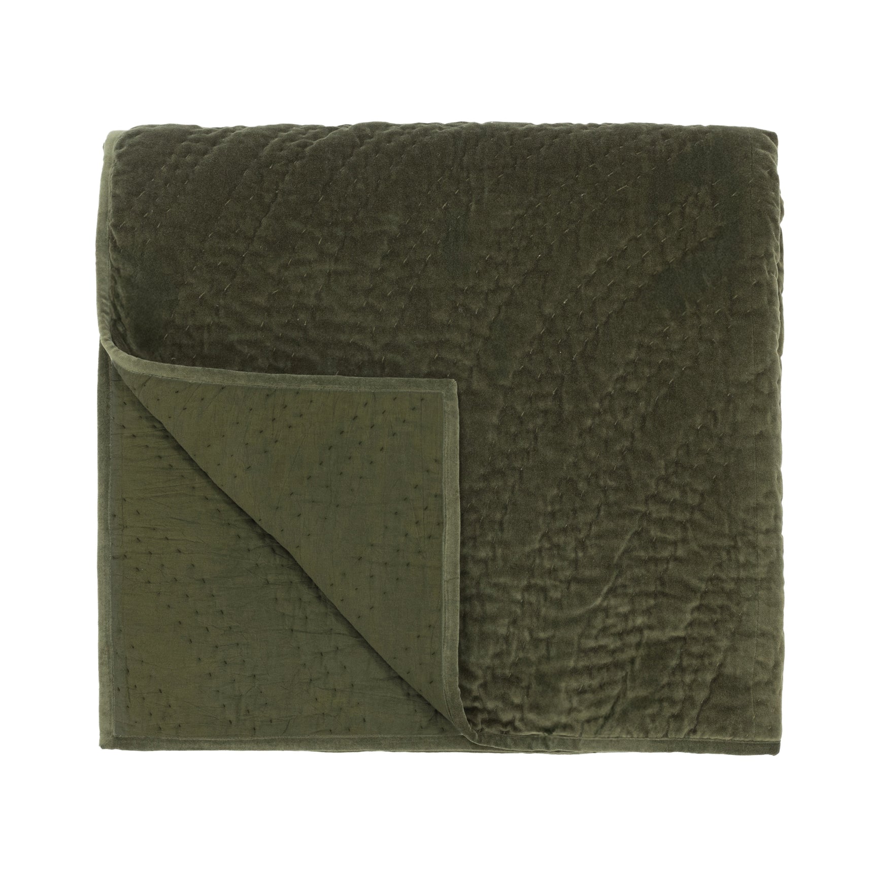 Elms Loden Green Velvet Quilt Collection - Ornate Home