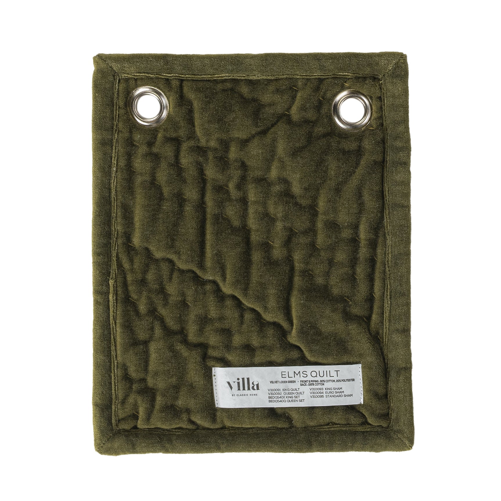 Elms Loden Green Velvet Quilt Collection - Ornate Home