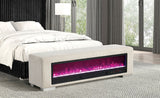 Elnath Beige Bench w/ Visual Crystal Fireplace - Ornate Home