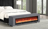 Elnath Gray Bench w/ Visual Wood Log Fireplace - Ornate Home