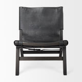 Elodie Black Leather Stain Beech Wood Frame Accent Chair - Ornate Home